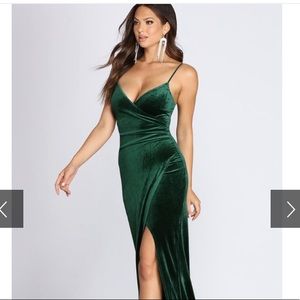 Long Green Velvet Formal Dress [worn once]